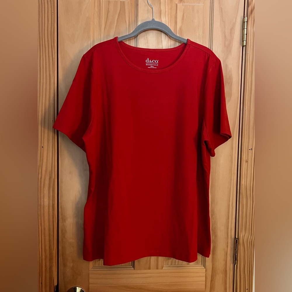 Denim&Co Red Perfect Jersey Short Sleeve T-Shirt